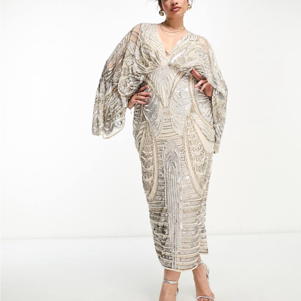 ASOS Elegant Cream Sequined Dress